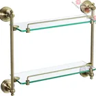 Dual tier glass shelf / bathroom accessories / double glass shelf
