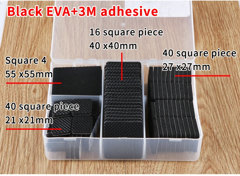 100pcs Self Stick Black Square Eva Furniture Protector Floor Heavy