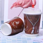 Coffee paper cups double wall for hot drink with lid