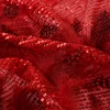 Trendy style premium leather drape red 3d embroidery sequined mesh lace fabric for dress