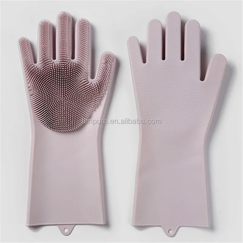 Food Grade Silicone Magic Glove Heat Resistant Silicone Glove Scrubber Kitchen Cleaning Washing Gloves Silicona