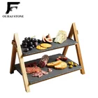 serving dishes with stand 2 tiers slate rectangle cake set