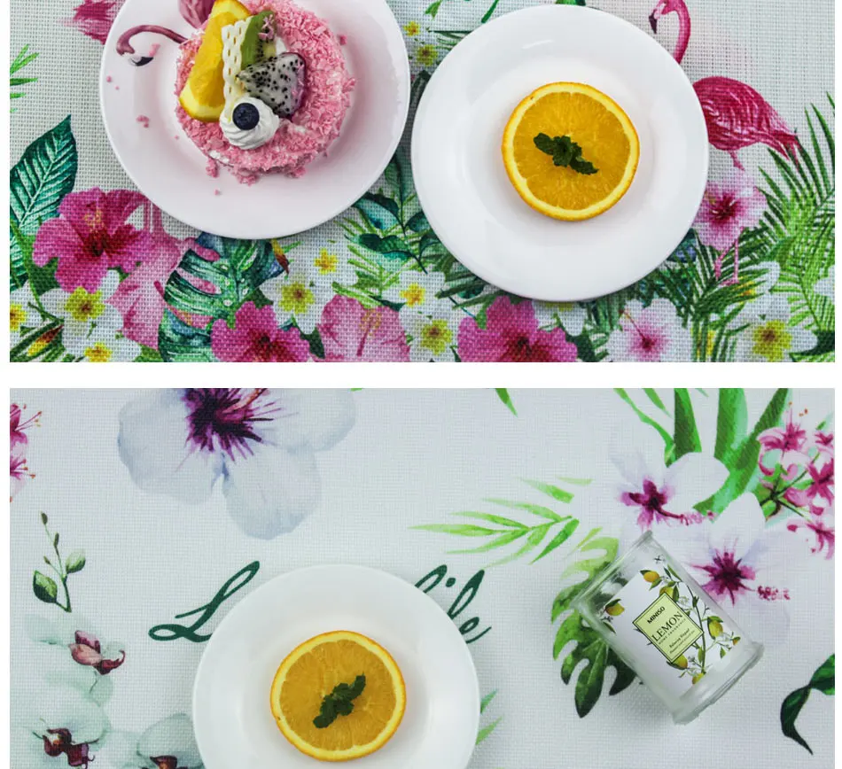 Chic Tropical Plants Tableware Pad Dining Table Mat Heat Insulation Non-Slip Placemats Flamingo Green Leaf Cactus Bowl Coaster (9)