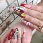 TSZS Full Coffin Shape Salon Transparent Artificial French False super long Nail Tips