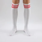 Classic knee high red stripe custom men football soccer socks