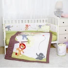 Zoo theme elephant lion design boy cot crib baby bedding set 100% cotton