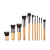 11 primary color bamboo handles with beige linen bag makeup brush European and American popular beauty tools and cosmetics