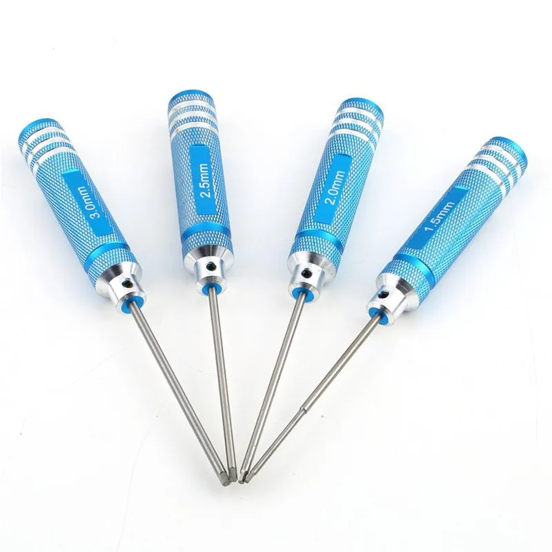 4PCS Hex Screw Driver Tool Kit For RC Helicopter Plane Transmitter Car Blue Brand New