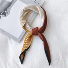 SC629 2019 New design fashion crinkle square small scarf printed color head short scarf women hijab