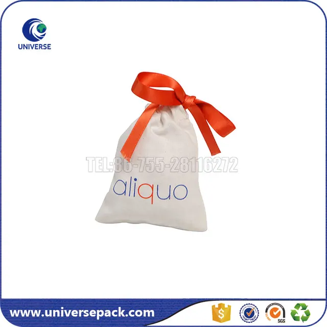custom printed cotton muslin jewelry bag with drawstring