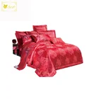In stock red and pink silk Jacquard fabric for wedding