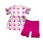 lovely animal printing girl summer outfits boutique baby clothing set