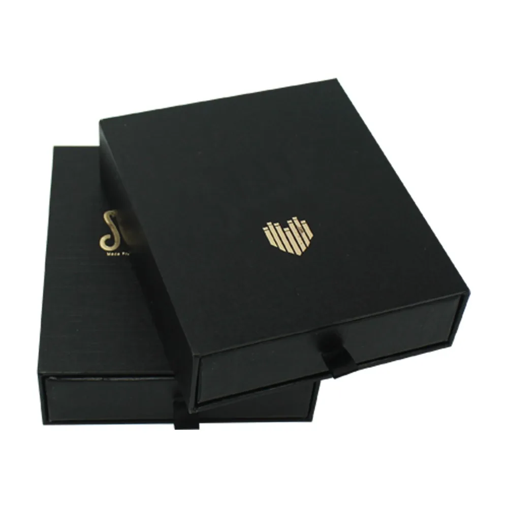 wholesale gold stamping black gift box paperboard packaging gift