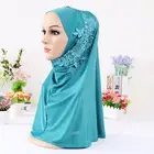 Muslim lady fashion patch cloth cover lace cotton hijab scarf wholesale