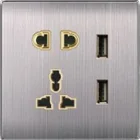 british standard 5 pin multi function switched socket with 2 usb socket