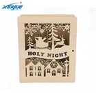 House and Tree Wood Box Decoration Christmas Light