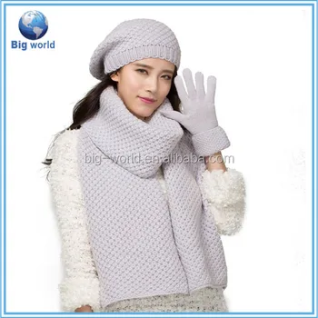 2015 bigworld new style knit woolen hat scarf and图片