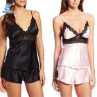 Wholesale hot women night satin silk sexy pajamas sleepwear
