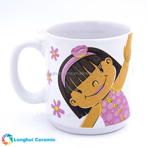 300ml lovely gift cartoon girl printed ceramic coffee mug for