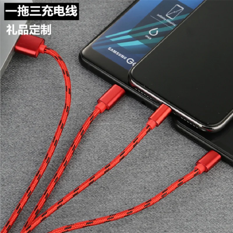 Golden SKY Colorful 3A Fast Charging Line Phone Charger USB Charging Nylon 1m Micro USB Type-C IOS Cable 3 in1 Data Line - ANKUX.COM