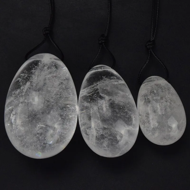 3pcs/set natural clear rock quartz eggs, carved kegel quartz yoni eggs for sale