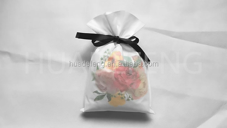 200x300mm white color non-woven wedding favor drawstring gift