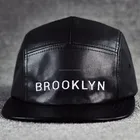 Hipster PU Leather Snapback Cap, Custom 5 Panel Hat /Cap With Character