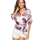 New Design Sexy Digital Print V-Neck Strap Fashion Design Lady Vintage Blouse