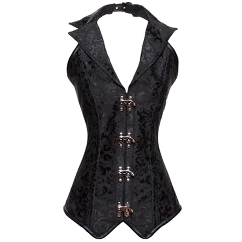 Women's Vintage Steampunk Corsets and Bustiers Black Gothic Corset Lace Steampunk Top Bustiers Plus Size Lingerie Set