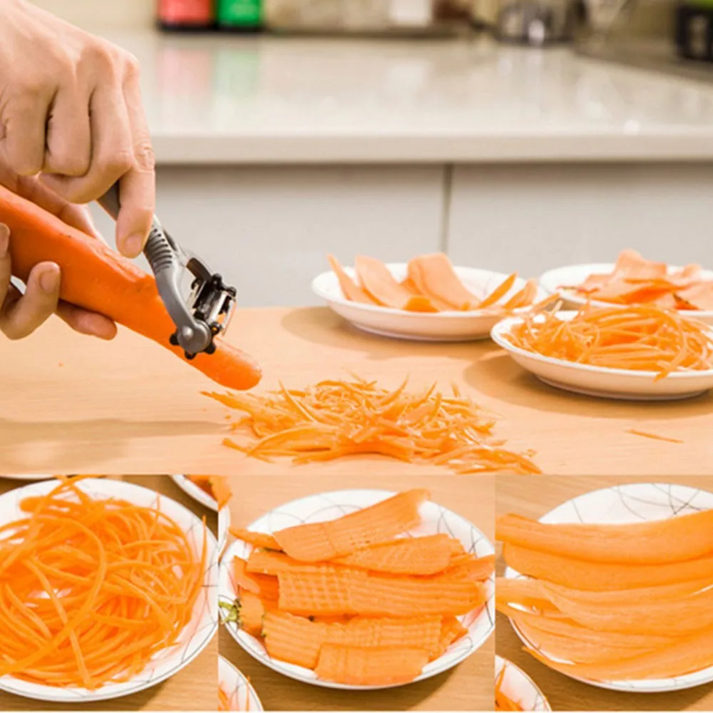 Stainless Potato Peeler Vegetable Slicer Cutter Kitchen Accessories 360 Degree Rotary Fruit Peeler Ultra Dual Julienne KC1092