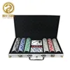 Bargaining 300pcs 1 aluminum case+1 dealer chip 2 playing cards 5 red dice Poker Chips Set