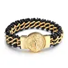 Leather Wrap Gold Lion Head Bracelet Fashion Accessories Jewelry