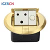 brass round pop up socket for South Africa /made in china brass pop- up floor power socket box with RJ45 and RJ11