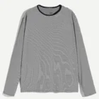 Mens contrast trim striped tee long sleeve black white stripe t shirt