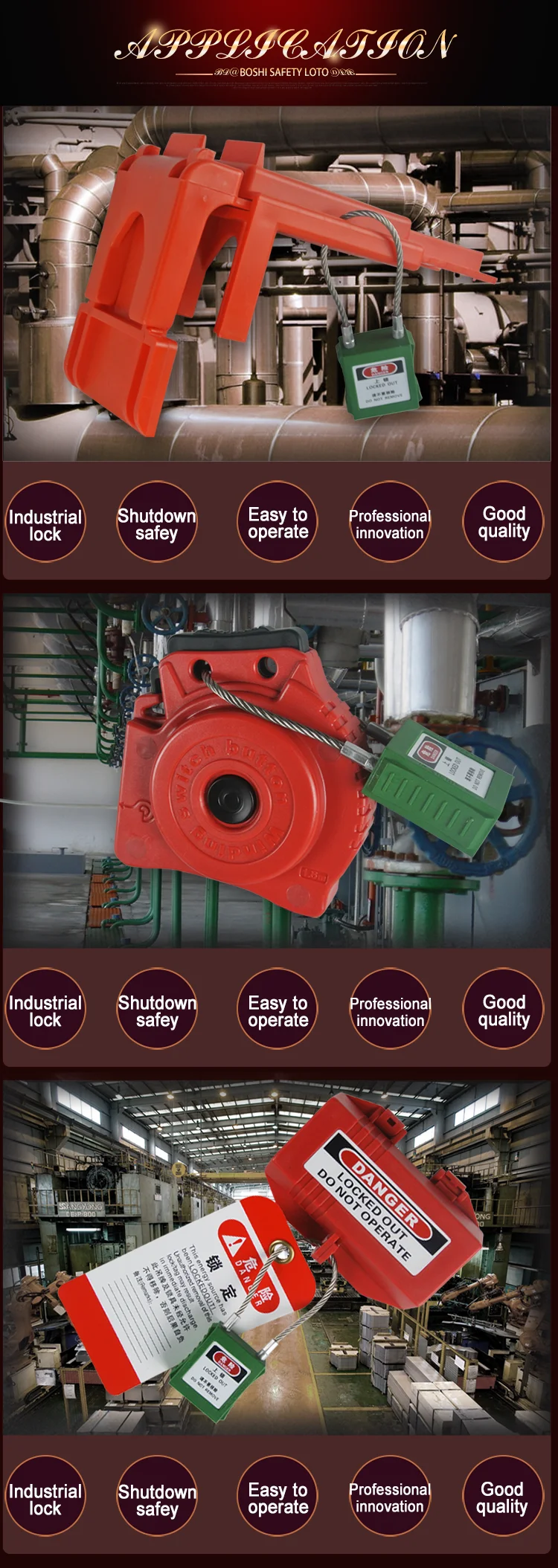 CE Certification ABS Cable Safety Padlock all different colors(8)