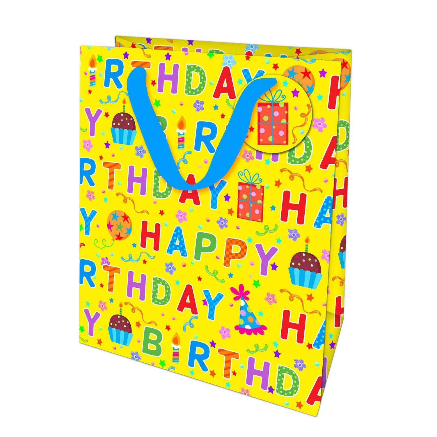 New Style White Square Bottom Accurate Christmas Birthday Paper Bag With Character