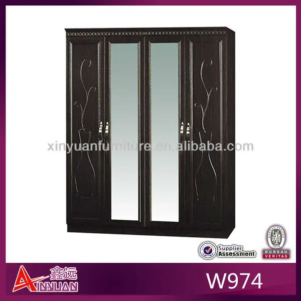 Furniture Design Almirah w974-48 simple 4 door mirrored wood almirah designs in bedroom Furniture Design Almirah w974-48 simple 4 door mirrored wood almirah designs in bedroom