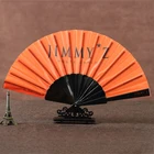 Custom printed polyester fabric plastic promotion hand fan