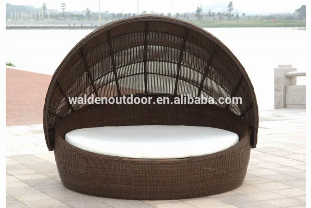 Exterior de playa muebles de jardín sofá cama redonda-imagen-Mesas de