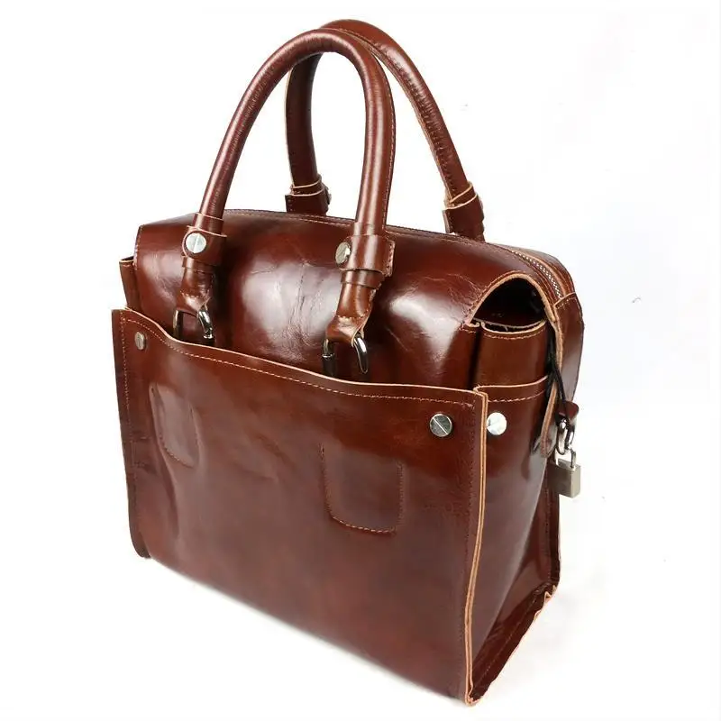 2015 New Fashion Genuine Full Grain Leather Cowhide Oil Wax Women Handbag Messenger Bag Shoulder For Bags Vintage Ladies Totes