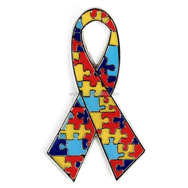 badge, asd aspergers autism awareness puzzle ribbon lapel pins