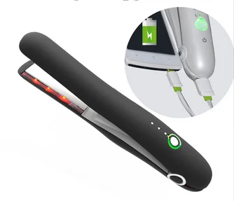 Travel Use Mini Flat Iron Professional Car USB Plug Battery Powered rechargeable cordless hair straightener