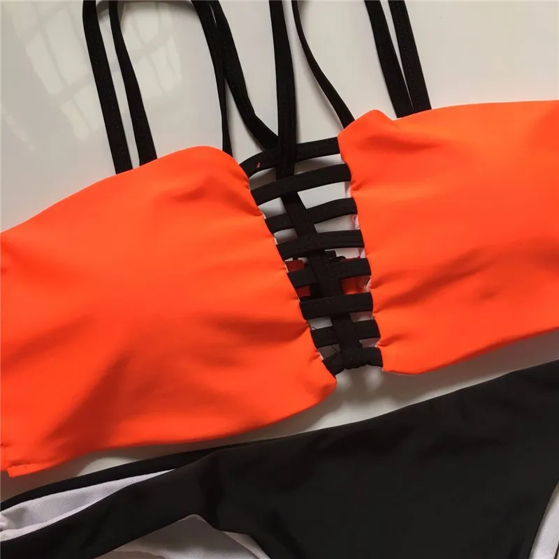 Fashion Sey Bikini 2016 Swimwear Women High Neck Swimsuit Push Up Summer Bathing Suit Beachwear Biquini maillot de bain