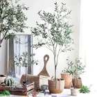 Faux Plant Artificial Plastic Branch Silk Leaf Olive Tree For Wedding Decor