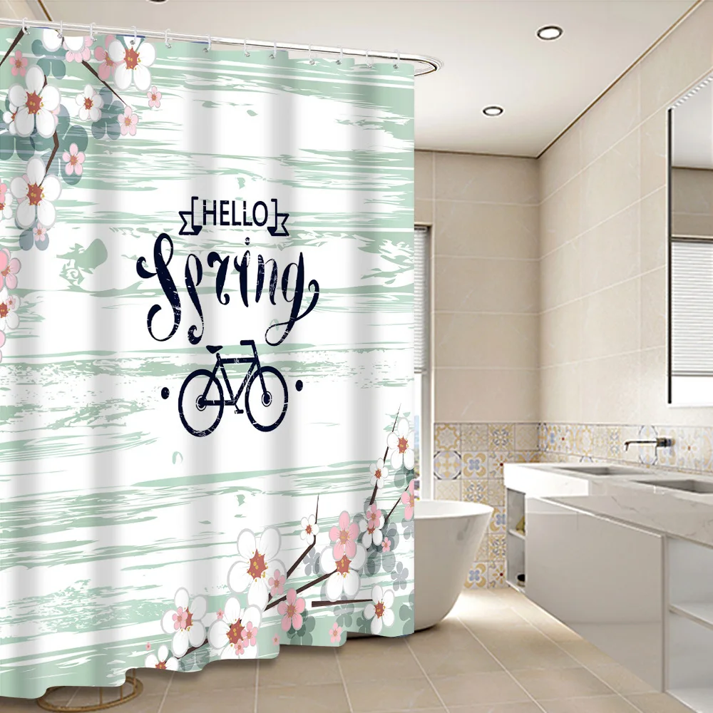 2019 new spring  polyester waterproof digital printing shower curtain