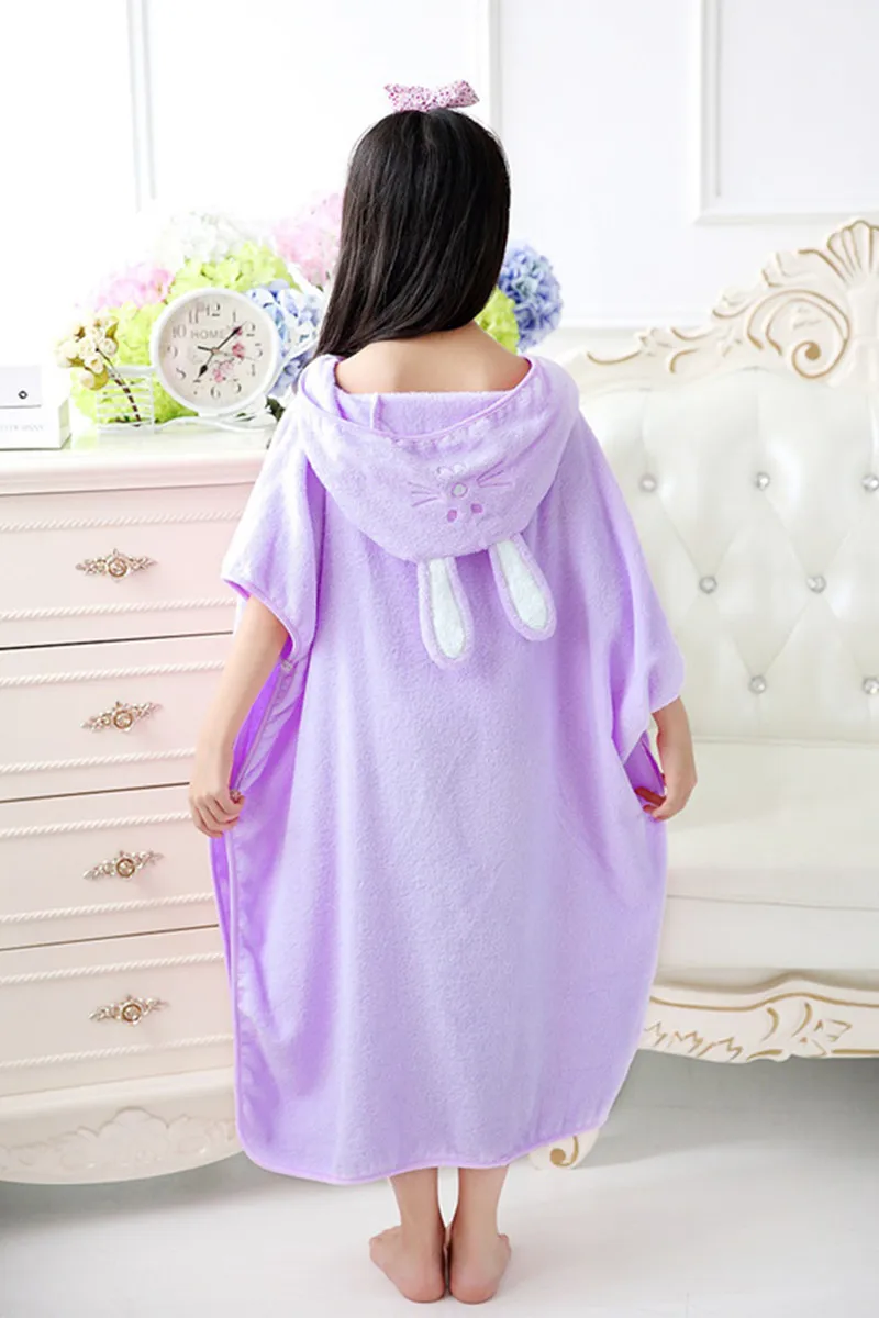 Child Bathrobe Hooded Cartoon Pullover Beach Towel Robe 2