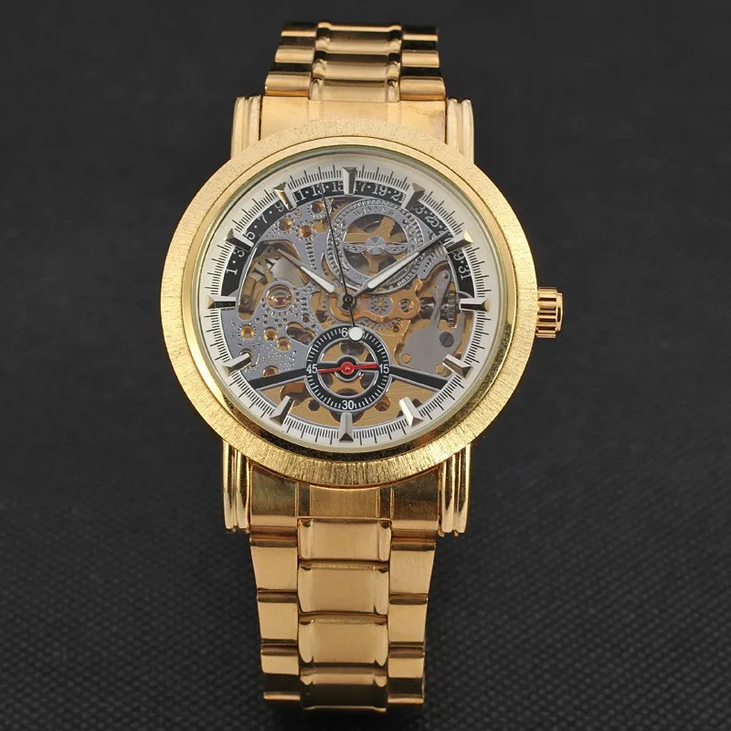 New Silver Watches Luury Brand Men's Fashion Automatic Embossed Skeleton Man Mechanical Watches relogio masculino Relojes