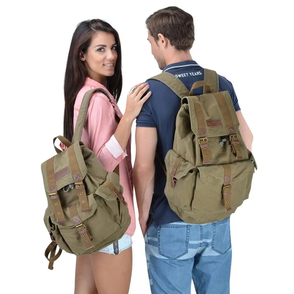 De alta densidad mochila mujeres mochila de lona niño bolsa de la escuela Vintage mochila militar para los deportes al aire libre de senderismo viajando