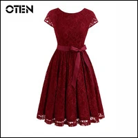 OTEN-lace-party-dress-Elegant-Women-Cap-Sleeve-Backless-Summer-Knee-Length-pin-up-Casual-vacation
