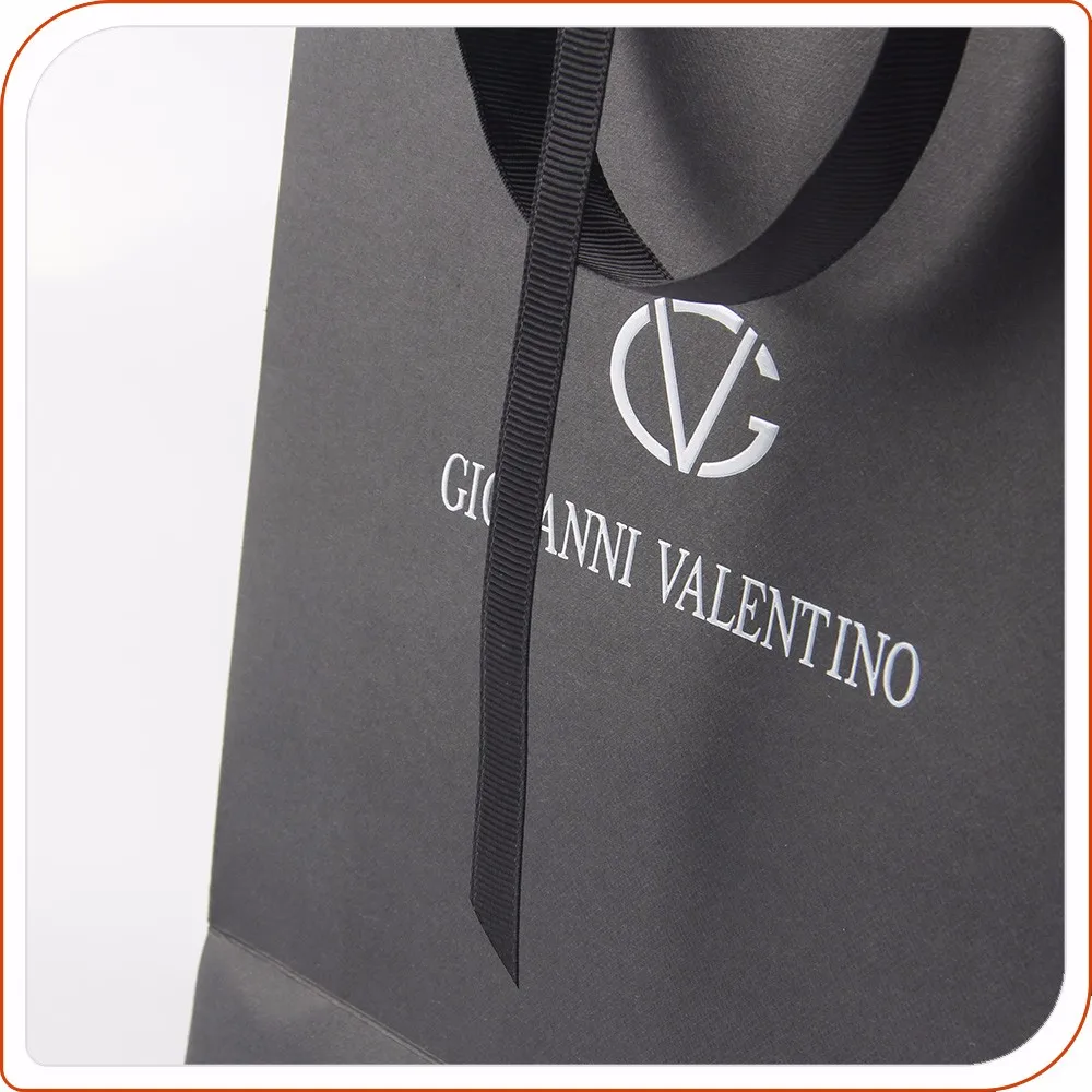 2017 printing black shopping gift paper bags jewelry packaging